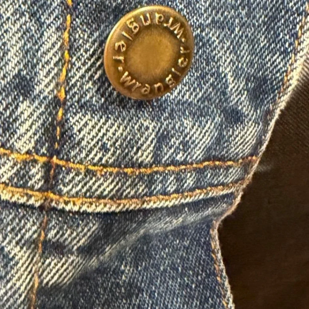 Vtg 90s Wrangler Denim‎ Jacket Blue Classic Fit With Harley Davidson Patches 2XL